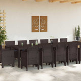 Garden Dining Set 15 pcs Brown Polt rattan 3378640