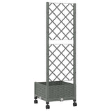 Garden Planter with Trellis&Wheels Light Grey PP 3422917