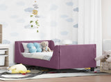 Toddler Bed Frame with Headboard Purple 70 x 140 cm Velvet 42010851