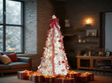 6 FT Fully Decorated Pre-lit Christmas Tree, Pop Up Artificial Xmas Tree with 100 Warm Lights and 42562469