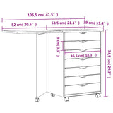 Rolling Cabinet with Desk MOSS Grey Solid Wood Pine 355902