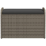 Storage Bench with Cushion Grey 80x51x52 cm Poly Rattan 365731