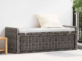 Storage Bench with Cushion Black Wash 110 x 40 x 50 cm Rattan 42011576