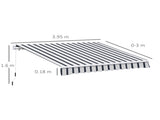 Manual Retractable Awning, 4x3 m-Blue/White T3398P310350