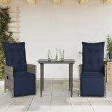 Reclining Garden Chairs 2 pcs with Cushions Grey Poly Rattan 365670