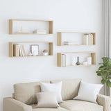 Wall Cube Shelf 4 pcs Sonoma Oak 80x15x26.5 cm Engineered Wood 807116