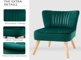 Modern Accent Chair, Fabric Living Room Chair with Rubber Wood Legs and Thick Padding, Green T3398P328136