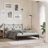 Metal Bed Frame without Mattress with Headboard Black 140x190cm 376502