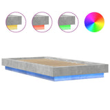 Bed Frame with LED Lights without Mattress Concrete Grey 90x190cm 3281150