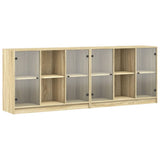 Bookcase with Doors Sonoma Oak 204x37x75 cm Engineered Wood 3206533