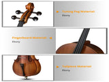 Full Side 4/4 Matte Natural Color Spruce Panel Cello with Bag Bow Rosin Bridge Strings 48508763