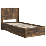 Bed Frame with Storage and Headboard Smoked Oak 90 x 190 cm 3414161