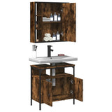 2 Piece Bathroom Furniture Set Smoked Oak Engineered Wood 3214717