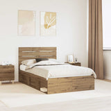 Bed Frame Artisian Oak 135 x 190 cm Solid Pine Wood 3411430
