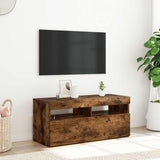 TV Cabinet with LED Lights Smoked Oak 90x35x40 cm 815675