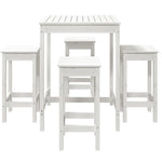 5 Piece Garden Bar Set White Solid Wood Pine 3154731