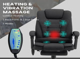 Office Chair with 6 Point Massage Back Heat, Linen Desk Chair with Footrest Adjustable Height T3398P343362