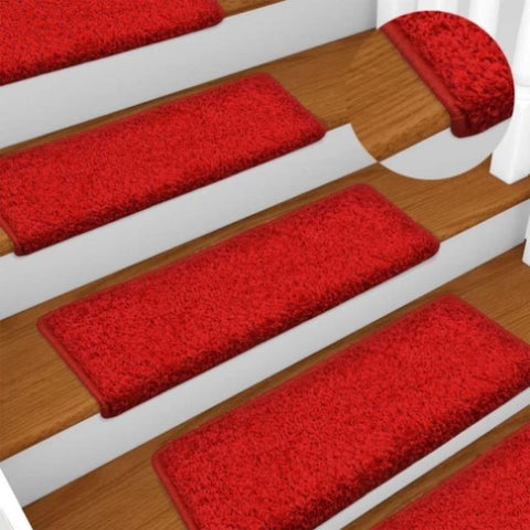 Stair Mats 15 pcs 65x21x4 cm Red Rectangular Edge 134582