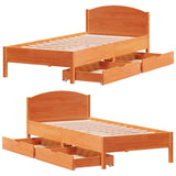 Bed Frame without Mattress Wax Brown 100x200 cm Solid Wood Pine 3301844