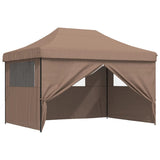 ZNTS Foldable Party Tent Pop-Up with 4 Sidewalls Brown 4005028