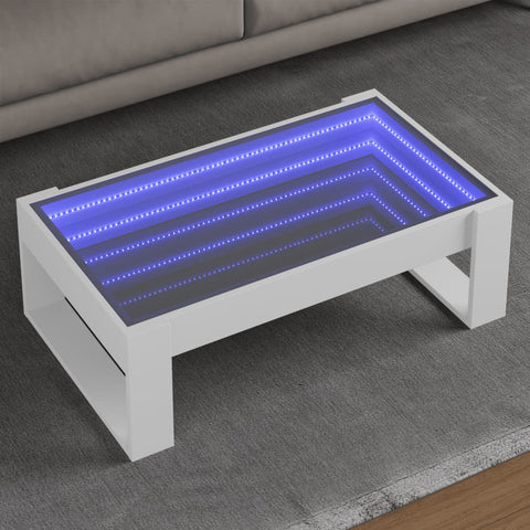 ZNTS Coffee Table with Infinity LED White 90x53x30 cm 847637