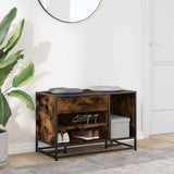 Shoe Bench Smoked Oak 80x40x53.5 cm Engineered Wood and Metal 849226