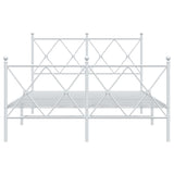 Metal Bed Frame without Mattress with Footboard White 120x190cm 376566