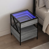 ZNTS Bedside Table with Infinity LED Grey Sonoma 40x40x51 cm 3284104