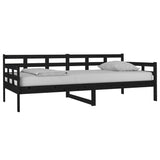 Day Bed Black Solid Pine Wood Single Convertible 820361