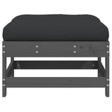 Garden Footstools with Cushions 2pcs Grey Solid Wood Pine 825585
