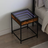 ZNTS Bedside Table with Infinity LED Smoked Oak 40x40x51 cm 3284093