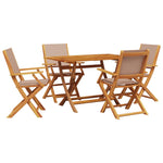 ZNTS 5 Piece Garden Dining Set Taupe Fabric and Solid Wood 3281702