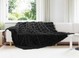 Anti-Slip Faux Rabbit Fur Blanket Olite Black 220 x 240 cm 42021835