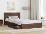 Storage Bed with Drawer Brown Oak 100 x 200 cm Engineered Wood 3410832