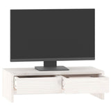 Monitor Stand White 50x27x15 cm Solid Wood Pine 813955