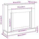 Fireplace Surround Black Oak 100x30x87.5 cm Engineered Wood 865981