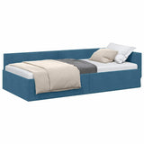 Corner Bed Frame with Headboard Blue 90 cm x 190 cm Velvet 42016070