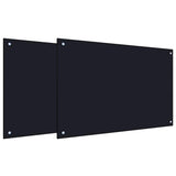 Kitchen Backsplash 2 pcs Black 90 x 60 cm Tempered Glass 3415439