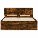 Bed Frame with Headboard and LED Smoked Oak 140x200 cm 3207613