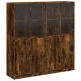 Bookcase with Doors Smoked Oak 136x37x142 cm Engineered Wood 3206528