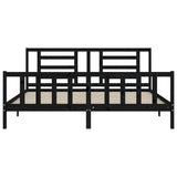 Bed Frame without Mattress Black 200x200 cm Solid Wood Pine 3192905