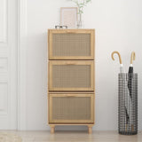 ZNTS Shoe Cabinet Brown 52x25x115 cm Engineered Wood&Natural Rattan 345650