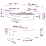 Bed Frame with Drawers without Mattress Grey Sonoma 120x190 cm Small Double 3280781