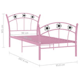 Bed Frame Pink Powder-coated metal Single Durable Bed Frame 324747