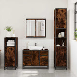 3 Piece Bathroom Furniture Set Smoked Oak Engineered Wood 3300962