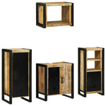 Bathroom Furniture Set with Shelf 4 pcs Brown Solid Mango Wood 3305676