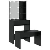Dressing Table Set with LED Black Engineered Wood 3114132