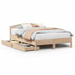 ZNTS Bed Frame without Mattress 135x190 cm Double Solid Wood Pine 3301836