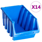 Stacking Storage Bins 14 pcs Blue Plastic 146286