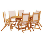 ZNTS 7 Piece Garden Dining Set Solid Wood Acacia and Textilene 3279281